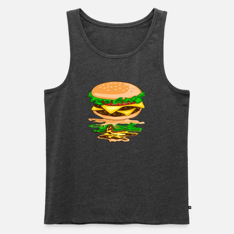 Hamburger mit einer Spiegelung - Männer Premium Bio Tank Top - Anthrazit meliert