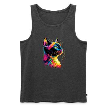 Cat Colorful Rainbow Colors Popart Cat Mom Cats - Men's Premium Organic Tank Top - heather anthracite - Front - Michal (187cm)