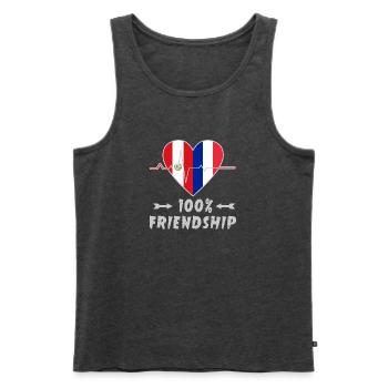 100 % amitié entre le Pérou et la France - Débardeur bio Premium Homme - anthracite chiné - Devant - Michal (187cm)
