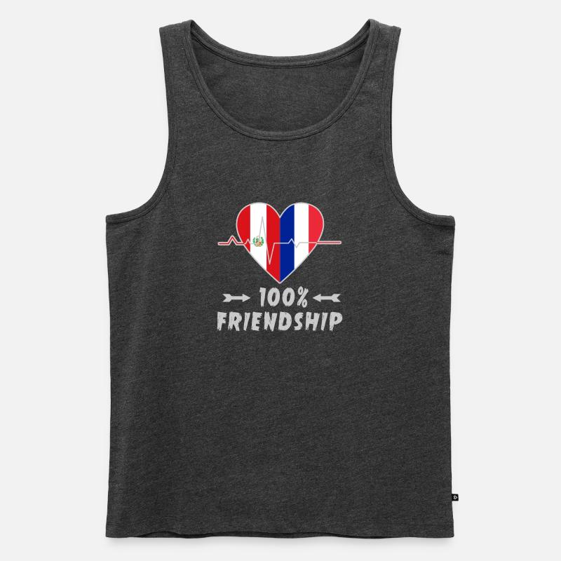 Peru und Frankreich 100% Freundschaft - Männer Premium Bio Tank Top - Anthrazit meliert