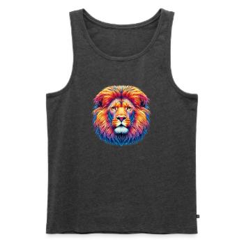 Löwe - Männer Premium Bio Tank Top - Anthrazit meliert - Vorne - AI Model Male 178 light (178cm)