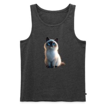 Chat Birman Chat Birman Sacré Chat Birman Mignon Chats Birmans - Débardeur bio Premium Homme - anthracite chiné - Devant - Michal (187cm)