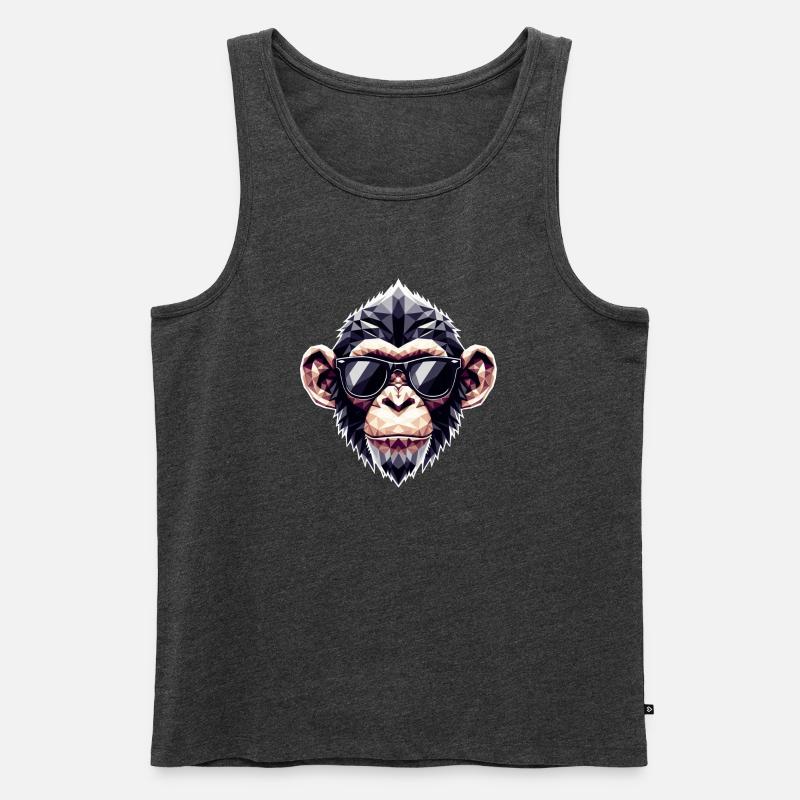 Affe Brille Polygon - Männer Premium Bio Tank Top - Anthrazit meliert