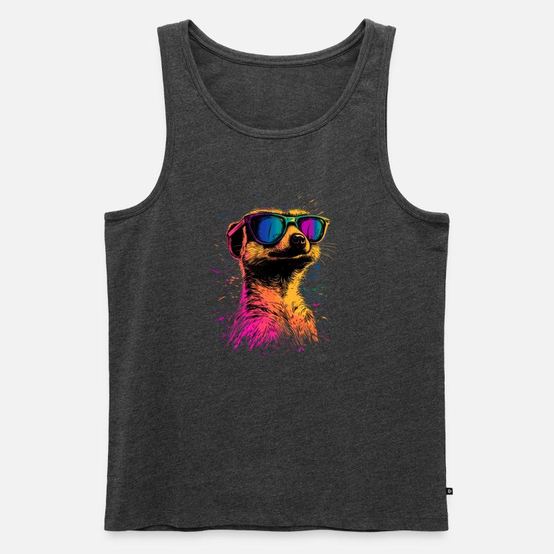 Erdmännchen Sonnenbrille Bunt Süßes Erdmännchen - Männer Premium Bio Tank Top - Anthrazit meliert
