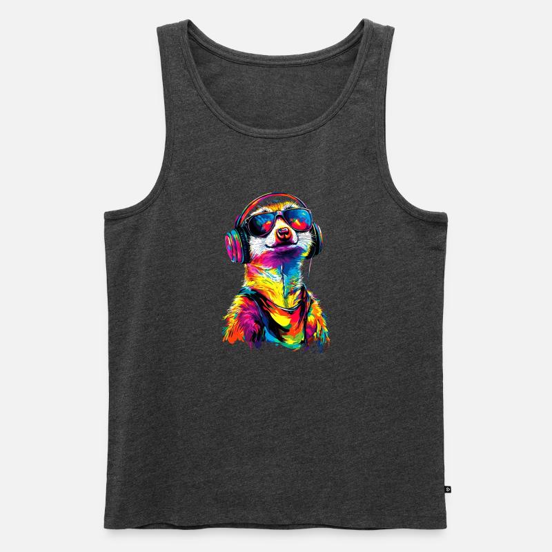 Erdmännchen Sonnenbrille Bunt Süßes Erdmännchen - Männer Premium Bio Tank Top - Anthrazit meliert
