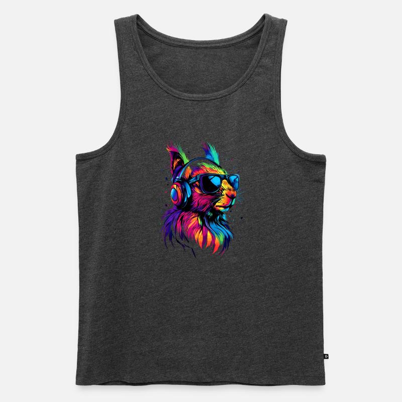 Eichhörnchen Kopfhörer Bunt Popart DJ Eichhörnchen - Männer Premium Bio Tank Top - Anthrazit meliert