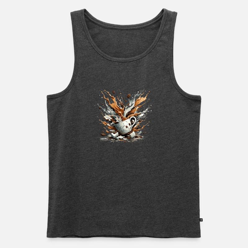 Explodierter Kaffee - 100 % Koffein - Männer Premium Bio Tank Top - Anthrazit meliert