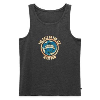 The Gate to the Sea - Wustrow - Männer Premium Bio Tank Top - Anthrazit meliert - Vorne - AI Model Male 178 light (178cm)