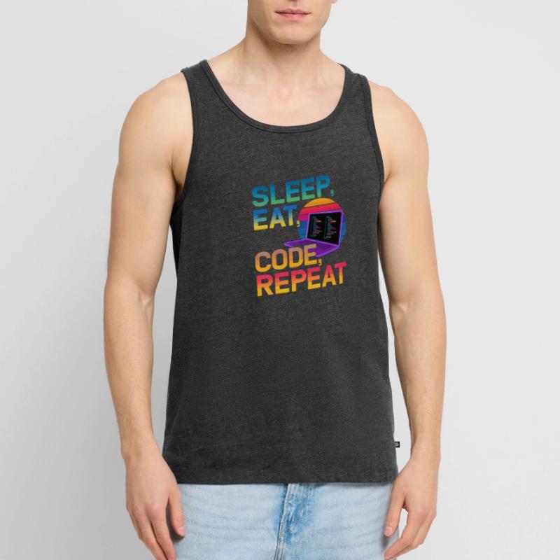 Sleep Eat Code Repeat Gift pour Coder Débardeur bio Premium Homme