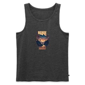 Berge sind meine Zuhause - Männer Premium Bio Tank Top - Anthrazit meliert - Vorne - Michal (187cm)