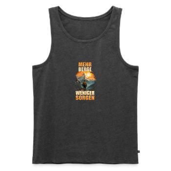 Mehr Berge - Weniger Sorgen - Männer Premium Bio Tank Top - Anthrazit meliert - Vorne - Michal (187cm)