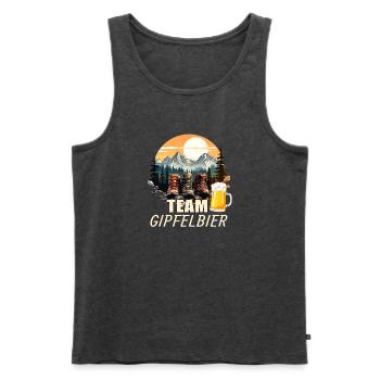 Team Gipfelbier - Männer Premium Bio Tank Top - Anthrazit meliert - Vorne - Michal (187cm)