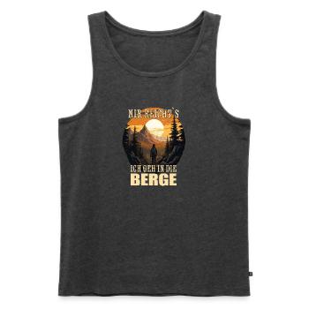 Mir reicht`s, ich geh in die Berge - Männer Premium Bio Tank Top - Anthrazit meliert - Vorne - Michal (187cm)