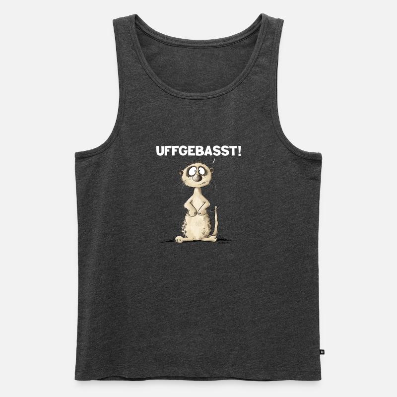 Drolliges Erdmännchen Hessisch Uffgebasst - Männer Premium Bio Tank Top - Anthrazit meliert