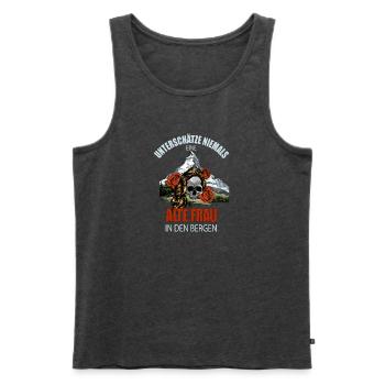 Unterschätze niemals eine alte Frau in den Bergen - Männer Premium Bio Tank Top - Anthrazit meliert - Vorne - Michal (187cm)