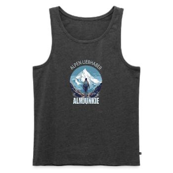 Alpen Liebhaber - Almjunkie - Männer Premium Bio Tank Top - Anthrazit meliert - Vorne - Michal (187cm)