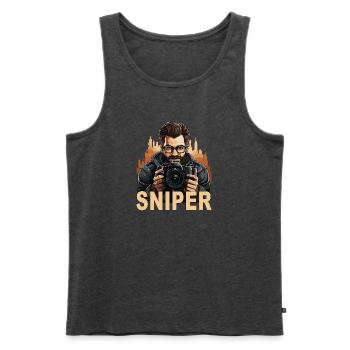 Sniper - Männer Premium Bio Tank Top - Anthrazit meliert - Vorne - Michal (187cm)