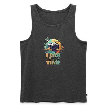 I can freeze time - Männer Premium Bio Tank Top - Anthrazit meliert - Vorne - AI Model Male 178 light (178cm)