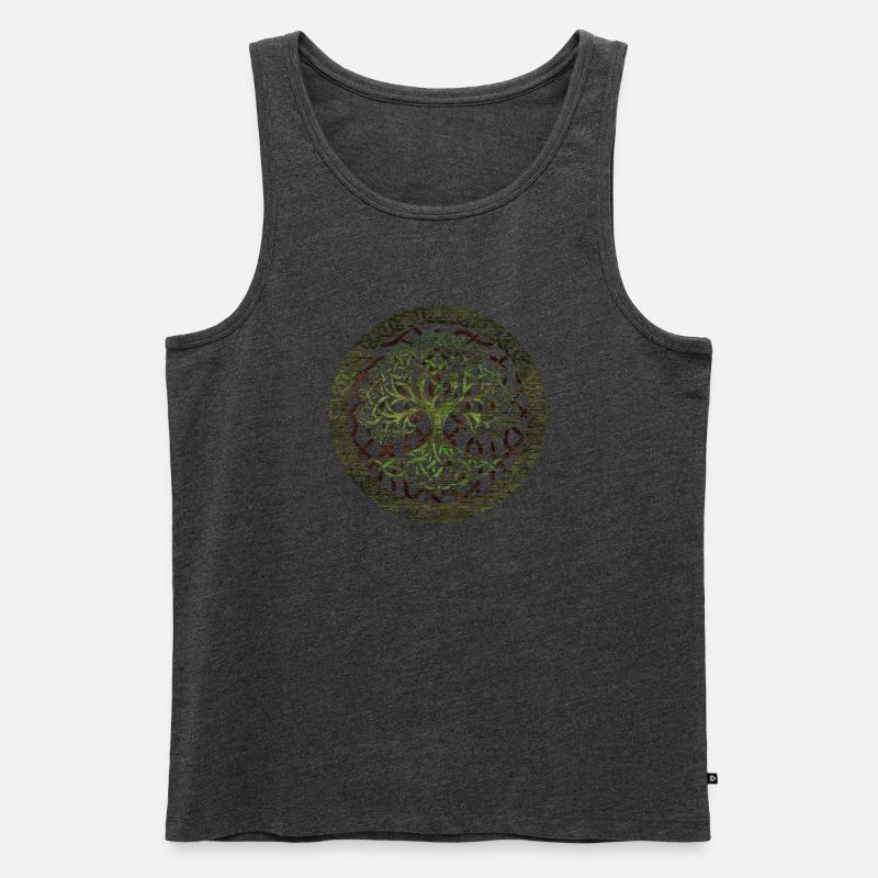 Yggdrasil Baum des Lebens - Männer Premium Bio Tank Top - Anthrazit meliert