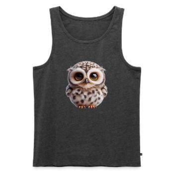 Hibou mignon - Débardeur bio Premium Homme - anthracite chiné - Devant - AI Model Male 178 light (178cm)