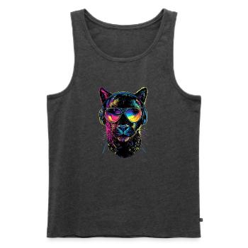 Panther Leopard Raubkatze Süße Großkatze Panter - Männer Premium Bio Tank Top - Anthrazit meliert - Vorne - AI Model Male 178 light (178cm)