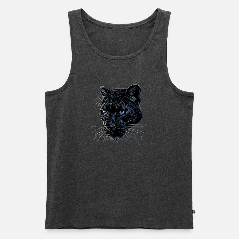 Panther Leopard Raubkatze Süße Großkatze Panter - Männer Premium Bio Tank Top - Anthrazit meliert