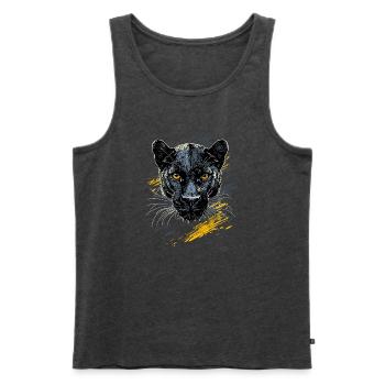 Panther Leopard Raubkatze Süße Großkatze Panter - Männer Premium Bio Tank Top - Anthrazit meliert - Vorne - AI Model Male 178 light (178cm)