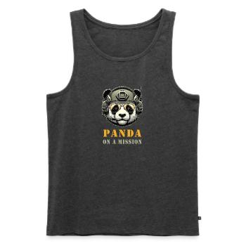 Panda in Mission / Militär - Männer Premium Bio Tank Top - Anthrazit meliert - Vorne - AI Model Male 178 light (178cm)