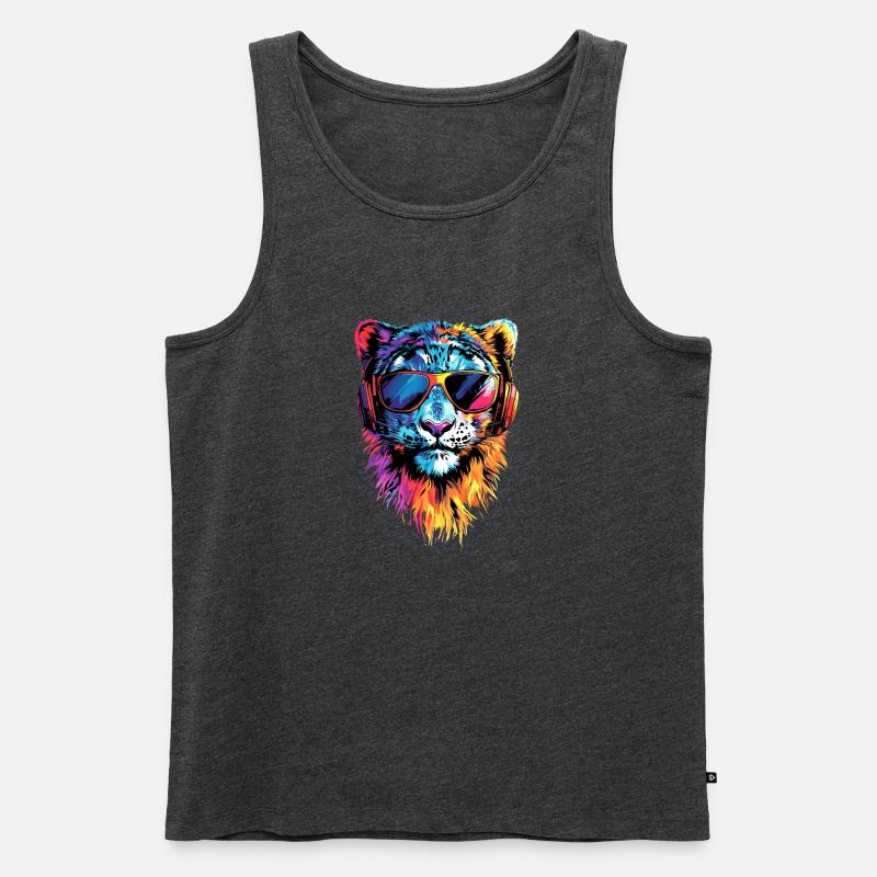 Schneeleopard Panther Raubkatze Großkatze Leopard - Männer Premium Bio Tank Top - Anthrazit meliert