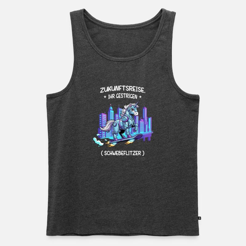 Cyber-Einhorn-Reise - Männer Premium Bio Tank Top - Anthrazit meliert