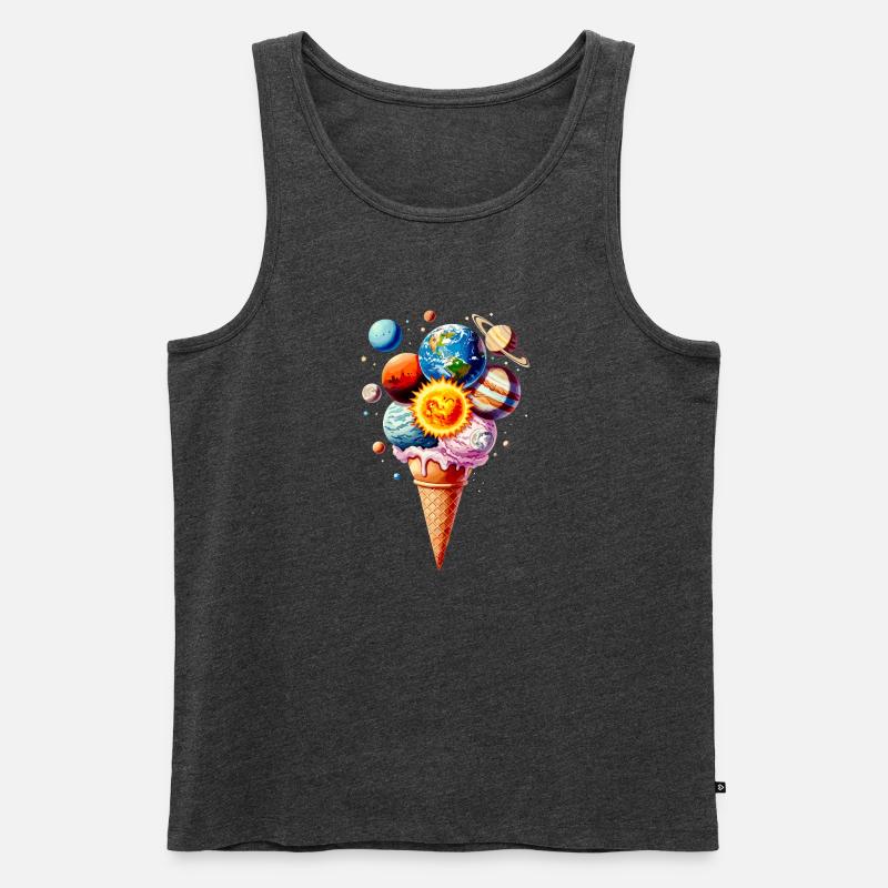 Planeten Eiscreme Waffel Eis - Männer Premium Bio Tank Top - Anthrazit meliert