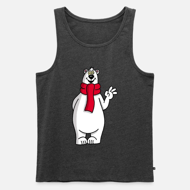Lustiger Eisbär - Männer Premium Bio Tank Top - Anthrazit meliert