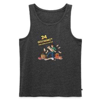 24 Geschenke? Challenge Accepted ! - Männer Premium Bio Tank Top - Anthrazit meliert - Vorne - AI Model Male 178 light (178cm)