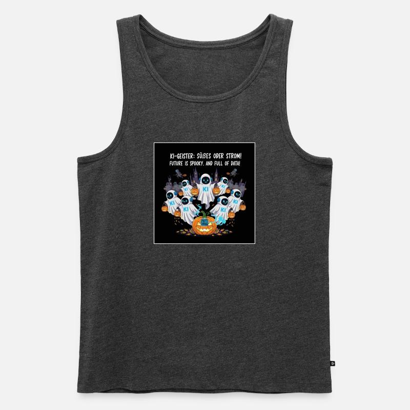KI-Geister: Süßes oder Strom ! - Männer Premium Bio Tank Top - Anthrazit meliert