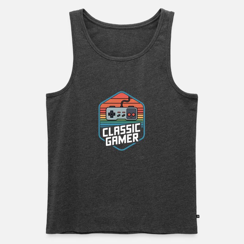 Classic Gamer Retro Controller Nostalgie - Männer Premium Bio Tank Top - Anthrazit meliert