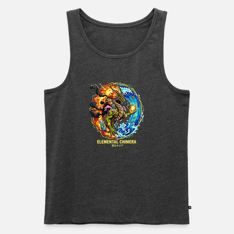 Elemental Chimera | Drache der 3 Elemente - Männer Premium Bio Tank Top - Anthrazit meliert
