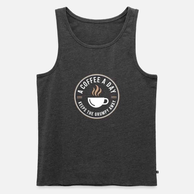 A Coffee A Day Keeps The Grumpy Away - Débardeur bio Premium Homme - anthracite chiné