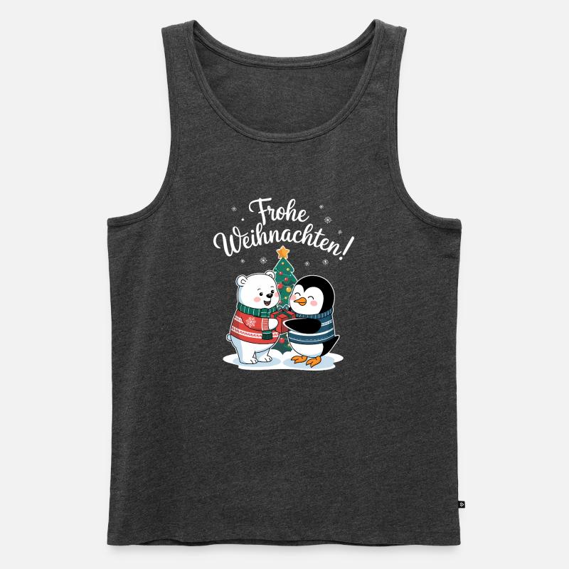 Eisbär Pinguin Weihnachtspullover süß Weihnachten - Männer Premium Bio Tank Top - Anthrazit meliert