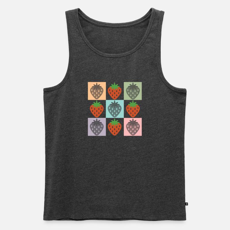 Pastellfarbenes Erdbeergitter Chekered Erdbeere - Männer Premium Bio Tank Top - Anthrazit meliert