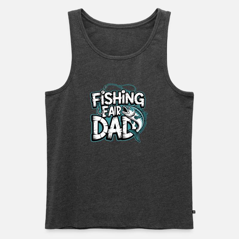 Fischfang Papa Comic Tee - Männer Premium Bio Tank Top - Anthrazit meliert