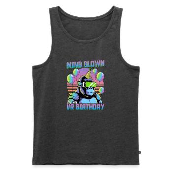Birthday Gamer VR - Men's Premium Organic Tank Top - heather anthracite - Front - AI Model Male 178 light (178cm)