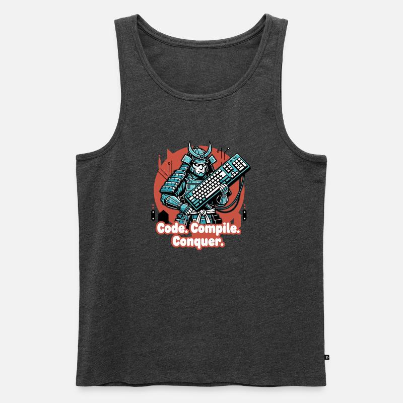 Code Battle Samurai avec clavier - Débardeur bio Premium Homme - anthracite chiné