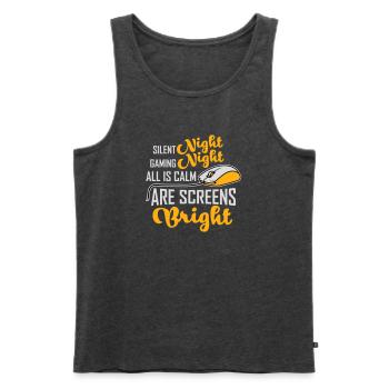Silent Night Gaming Night All Calm Screens Bright - Men's Premium Organic Tank Top - heather anthracite - Front - AI Model Male 178 light (178cm)