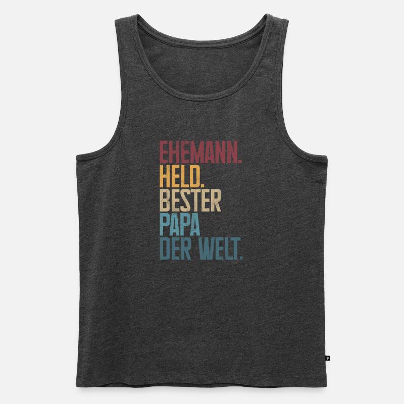 Ehemann Held Bester Papa Der Welt Retro - Männer Premium Bio Tank Top - Anthrazit meliert