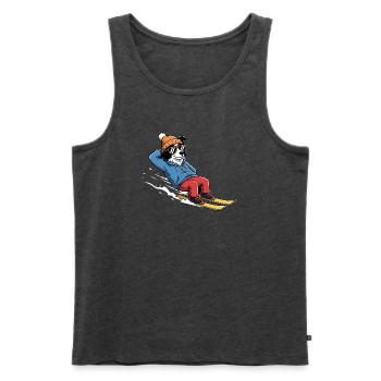 Chien de ski détendu avec lunettes de soleil et chapeau - Débardeur bio Premium Homme - anthracite chiné - Devant - Michal (187cm)
