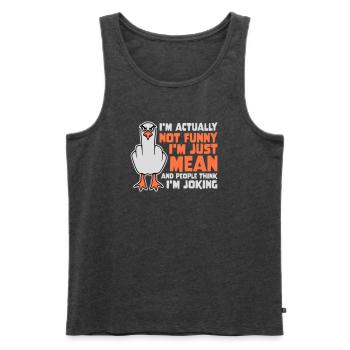 Doigt d’honneur Seagull Pas drôle Les gens méchants pensent à la blague - Débardeur bio Premium Homme - anthracite chiné - Devant - Michal (187cm)