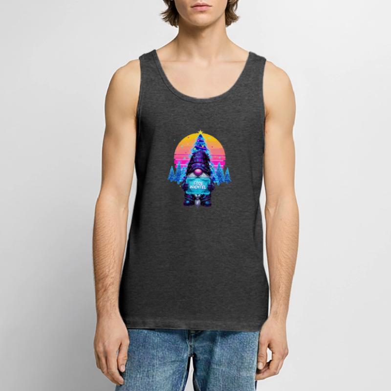 Cyberpunk Code Gnome - Synthwave Noël Nerd Débardeur bio Premium Homme