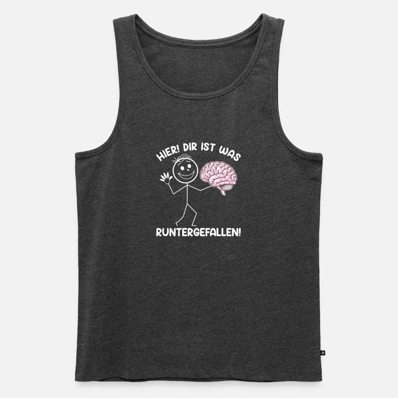 Hier Dir Ist Was Runtergefallen Sarkastischer - Männer Premium Bio Tank Top - Anthrazit meliert