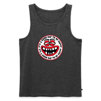 Good Day Be Happy Positive Motivation Happiness Saying - Men's Premium Organic Tank Top - heather anthracite - Front - Michal (187cm)