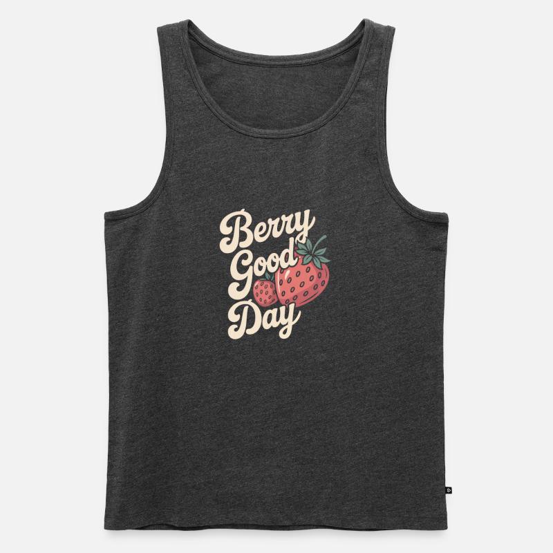 Berry Good Day - Erdbeere - Männer Premium Bio Tank Top - Anthrazit meliert